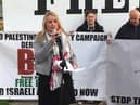 Colr. Sandra Duffy at a previous Palestine solidarity rally.
