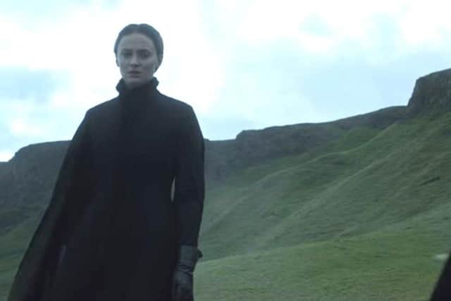 Sansa Stark (Sophie Turner) pictured in O'Cahan territory at Binevenagh in County Derry during a scene from Season 5 of Game of Thrones.