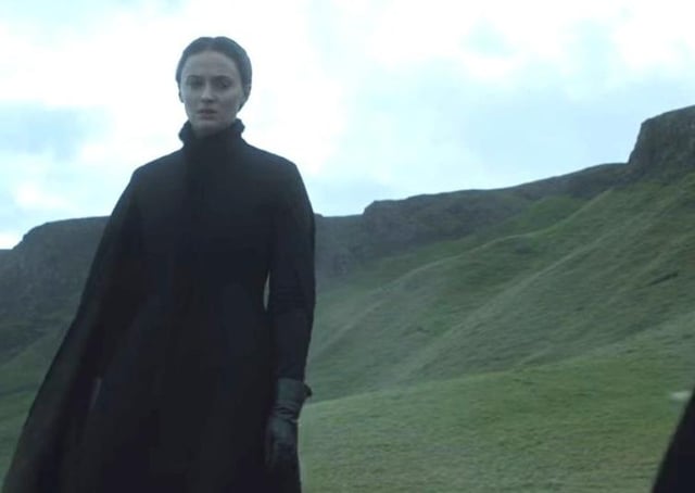 Sansa Stark (Sophie Turner) pictured in O'Cahan territory at Binevenagh in County Derry during a scene from Season 5 of Game of Thrones.