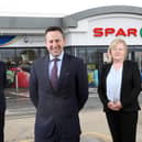 Kevin Paterson, Regional Manager NI, Brian Donaldson, CEO of The Maxol Group and Val Rodden, Licensee of Maxol Eglinton.