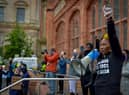 Lilian Seenoi Barr, Director of Programmes at the The North West Migrants Forum speaking at the recent Justice for George Floyd rally held in Guildhall Square. DER2320GS – 042