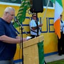 Independent Republican Richard O’Rawe speaking at the commemoration for the 1981 hunger strikers and the anniversary of Volunteers George McBrearty and Charles ‘Pop’ Maguire, held at Rathkeele Way on Sunday afternoon last.  DER2122GS - 009