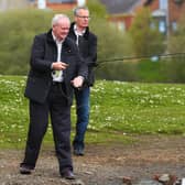 2015: Martin McGuinness and Gerry Kelly fishing. (Kevin Scott / Presseye)