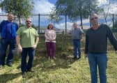 From left to right: Fiachra McGuinness ,Andrew Bonner Manager House in the Wells ,Cllr Patricia Logue ,Charlie McMenamin ,Decky McLaughlin staff House in the Wells