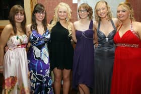 Pictured at the Royal & Prior College Raphoe Prom, held in the An Grianan Hotel, from left, Louise Connolly, Karen Moore, Megan Clarke, Katie Moore, Louise Hegarty and Aisling McKnight. (2101GM13)