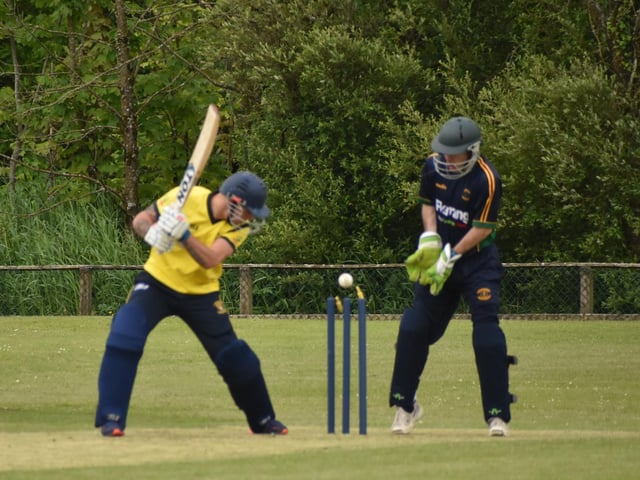 Fox Lodge’s Mattie Clarke is bowled against St. Johnston on Saturday.(Photo: Lawrence Moore)
