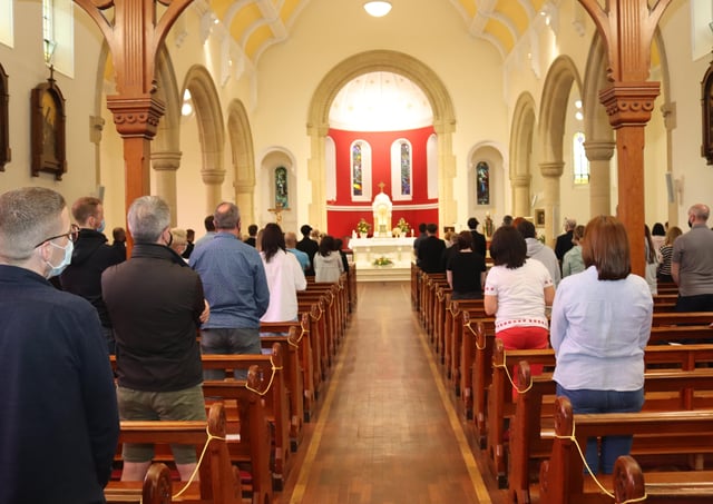 Attendees at the special Mass to mark St Columba's Day at St Patrick's Church in Pennyburn.