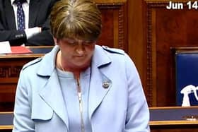 Arlene Foster delivering her final speech this afternoon.