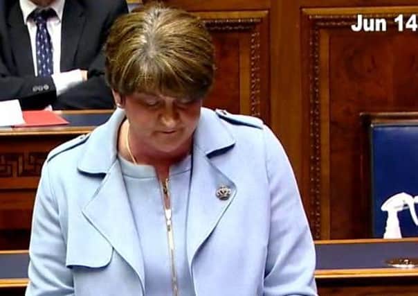 Arlene Foster delivering her final speech this afternoon.