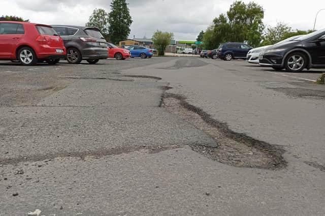 The damaged surface at Shantallow Health Centre car park.