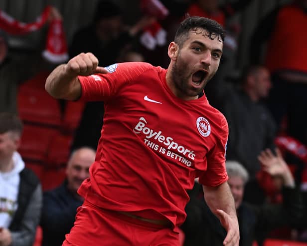 Larne's David McDaid. Pic by Pacemaker.