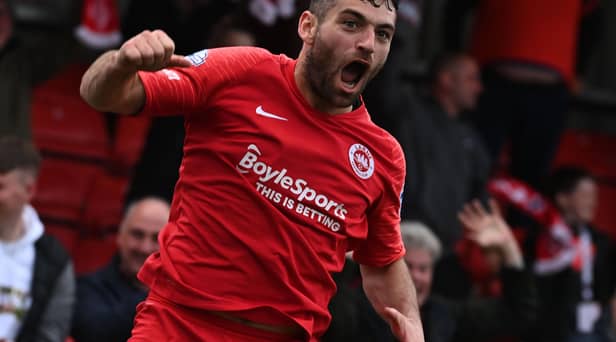 Larne's David McDaid. Pic by Pacemaker.