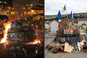 Previous bonfires in the Bogside and Fountain estates in Derry.