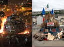 Previous bonfires in the Bogside and Fountain estates in Derry.