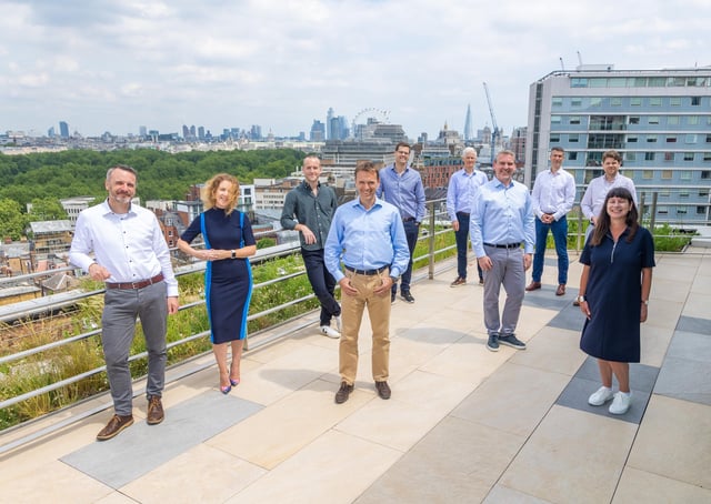 Pictured left to right are: Mark Lynch. Chief Product Officer. Learning Pool, Louise McElvaney. Director of People & Performance. Learning Pool, Kieran Rafter. Marlin Equity Partners, Jan-Olivier Fillols. Marlin Equity Partners, Dan Broadhurst. Marlin Equity Partners, Steven Hargreaves. Marlin Equity Partners, Paul McElvaney. Group CEO. Learning Pool, Duncan Shores. Chief Commercial Officer. Learning Pool, Ben Betts. Chief Executive Officer. Learning Pool, Deborah Limb. Chief Operations Officer. Learning Pool, at the Marlin Equity office at Verde SW1, Victoria, London. (Picture by Paul Clarke)