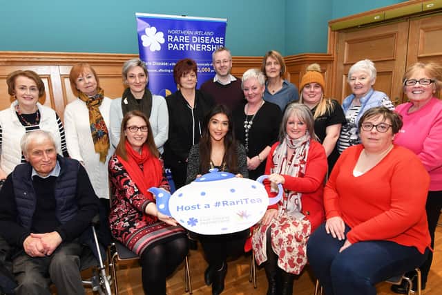 2020: The then Deputy Mayor, Councillor Cara Hunter, seated centre, hosted a reception in the Guildhall on Monday for the Foyle/NW Branch of the Northern Ireland Rare Disease Partnership to mark International Rare Disease Day. Included are Stephanie Duguez, Lecturer in Stratified Medicine, University of Ulster, Magee Campus; Rhoda Walker, Chairperson of the Northern Ireland Rare Disease Partnership, and Sandra Campbell, volunteer with the Foyle/NW Branch of NIRDP. DER1020-102KM
