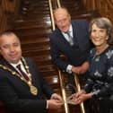 MARIE HONOURED. . . . .The Mayor of Derry City and Strabane District Council, Brian Tierney making a presentation to Marie Lindsay, former Principal, St. Maryâ€TMs College, Derry, on the occasion of her retirement and recognition of  her contribution and commitment to education. Included is Marieâ€TMs husband Collie. (Photos: Jim McCafferty Photography)