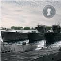 A restored photograph of the U-Boats at Lisahally after the kapitulation of May 1945.