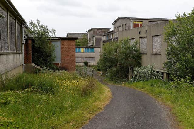 Derelict buildings on the old Thornhill College site Culmore Road that has been vacant since 2004. DER2125GS - 011