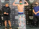 Tyrone 'White Chocolate' McCullagh weighs in yesterday ahead of his much anticipated return to the ring.