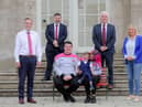 Paul Givan, Michelle O’Neill and Robin Swann welcomed campaigners Dáithí, Maírtín and Seph Mac Gabhann to Stormont Castle.