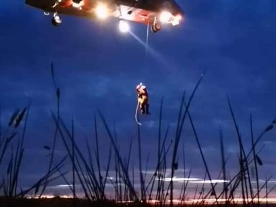 The woman was winced to safety by the Sligo rescue helicopter.