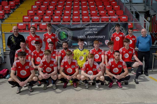 The Maiden City defeated by Foyle Harps in the centenary McAlinden Cup Final in the Brandywell on Sunday afternoon last. (Photo: George Sweeney). DER2126GS – 002
