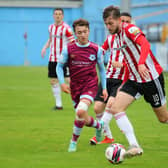 Will Patching pictured in action at United Park, a game where he netted a brace of goals for the Candy Stripes in a 2-1 win.