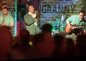 Tony Marino from Italian band Jumpin UpI on stage in Granny Annies during the City of Derry Jazz Festival. Picture Martin McKeown. Inpresspics.com. 04.05.19