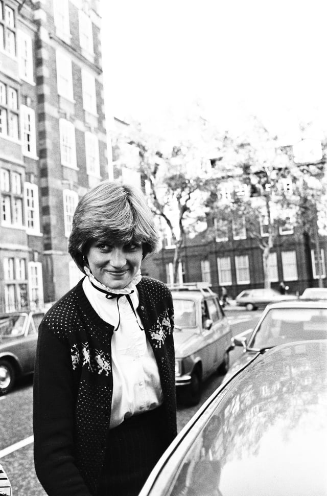 Lady Diana Spencer leaving her flat in Kensington, London