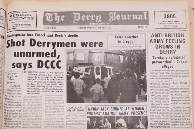 The Derry Journal front page from July 20, 1971.