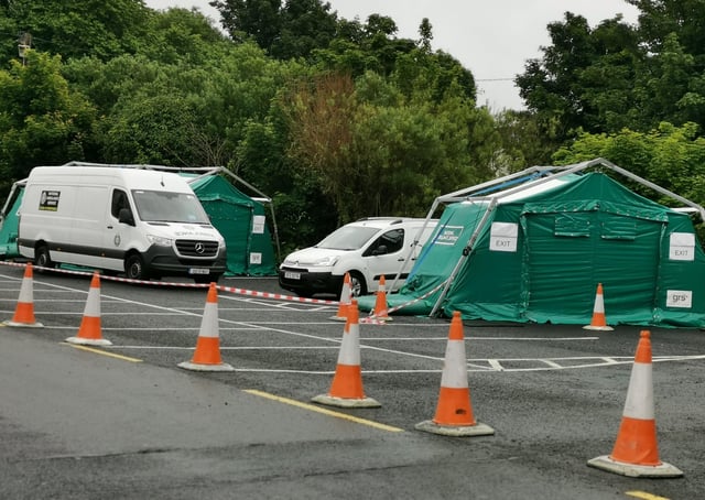 The 'pop up, walk-in' Covid 19 test centre in Buncrana.
