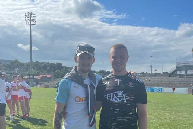 Jamie and Kian pictured after the Derry's All Ireland semi-final win over Meath.