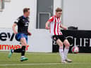 Derry City striker Jamie McGonigle in action against Waterford.