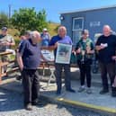 From left: Martin’s uncle John Walls Doherty with winners Peter Mc Gilloway and Cormac Doherty, Councillor Terry Crossan, Martin’s life long friend and Bernie McGuinness, Martin’s wife.