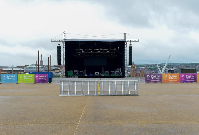 The stage set ahead of weekend of music at Ebrington Square, featuring Boyzone and Westlife stars Keith Duffy and Brian McFadden. DER2130GS - 047