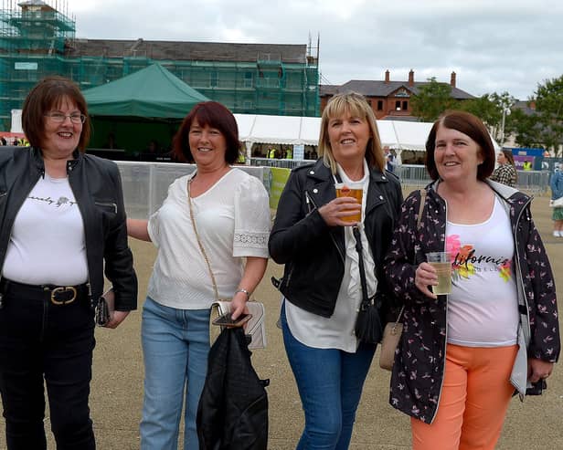 Derry sisters Martina, Helena, Jeanette and Lilian attended the Boyzlife concert in Ebrington Square on Sunday evening last. DER2131GS – 027