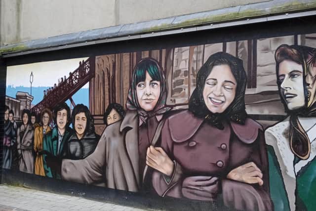 A Factory Girls mural in the Craft Village in Derry. (Photo Brendan McDaid)