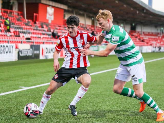 Derry City's Brenda Barr in action against Shamrock Rovers at the Ryan McBride Brandywell Stadium earlier this season. (Photo: Kevin Moore)