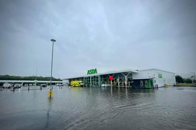 An Asda store in Ballyclare flooded after a thunderstorm and torrential rain last week. (Photo courtesy of NI Weather & Flood Advisory Service)