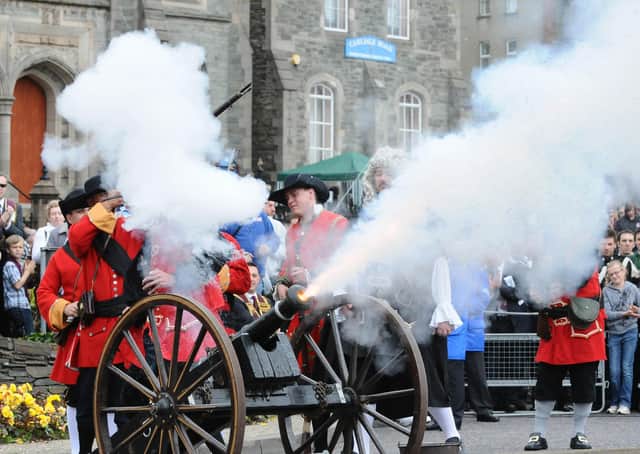 A Siege re-enactment during an Apprentice Boys Relief of Derry commemoration in 2010. The Corporation minutes from the months immediately after the raising of the blockade show the defenders of Derry were very poorly treated in its aftermath.