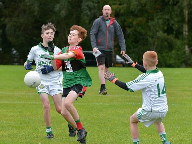 Doire Trasna and Craigbane in action in the 2019 John McChrystal Memorial blitz at Lisnagelvin pitches