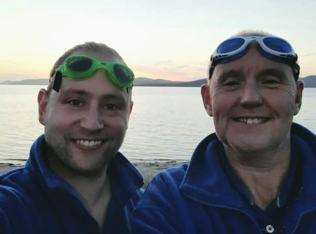 Martin Ward and his son-in-law Shane O'Shea who will be swimming from Rathmullan to Buncrana.