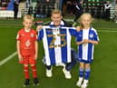 James McClean with his daughter Allie-Mae and son Junior at the DW Stadium last night.