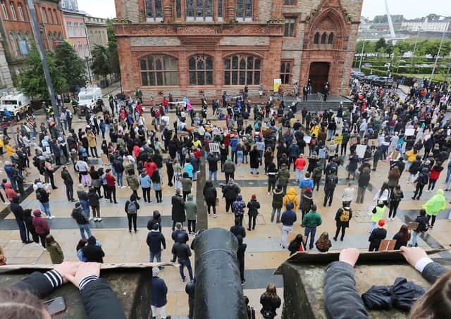 The ‘Day of Solidarity - Justice for George Floyd’ rally in the Guildhall Square last year.