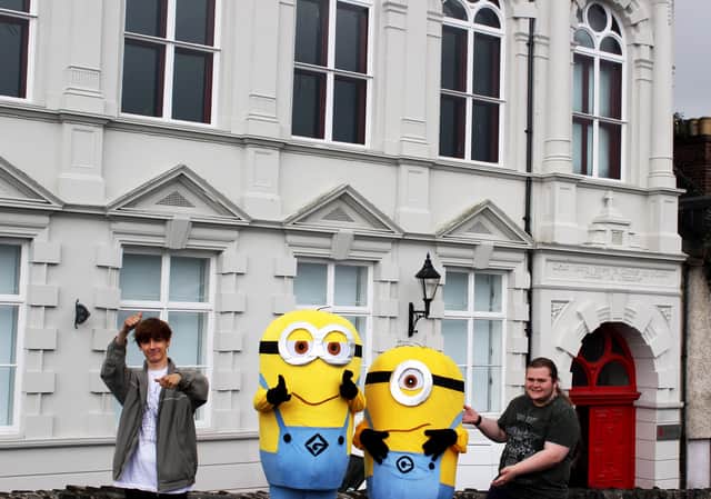 Young participants in The Playhouse Street Talk Project Kevin McDaid (Left) and Chaise Shelford (Right) get ready for their interactive public art showcase, Rights in Sight, on Tuesday August 24 in St Columbs' Park House Walled Garden.