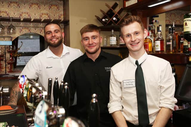 L - R:  Ronan McIntyre, Luke Durkan and Caolan McClafferty serving cocktails. (Photos @Lorcan Doherty)