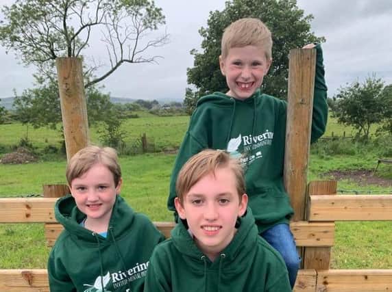 Josh Cairns, Christopher and Reuben Throne - three of the young participants who were involved in spotting the elusive Pine Marten.