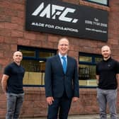 Pictured (L-R) is Fabian O'Neill Director of Operations, MFC Sports; Des Gartland, North West Regional Manager, Invest NI; and Sean O’Neill, Managing Director, MFC Sports.