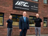 Pictured (L-R) is Fabian O'Neill Director of Operations, MFC Sports; Des Gartland, North West Regional Manager, Invest NI; and Sean O’Neill, Managing Director, MFC Sports.